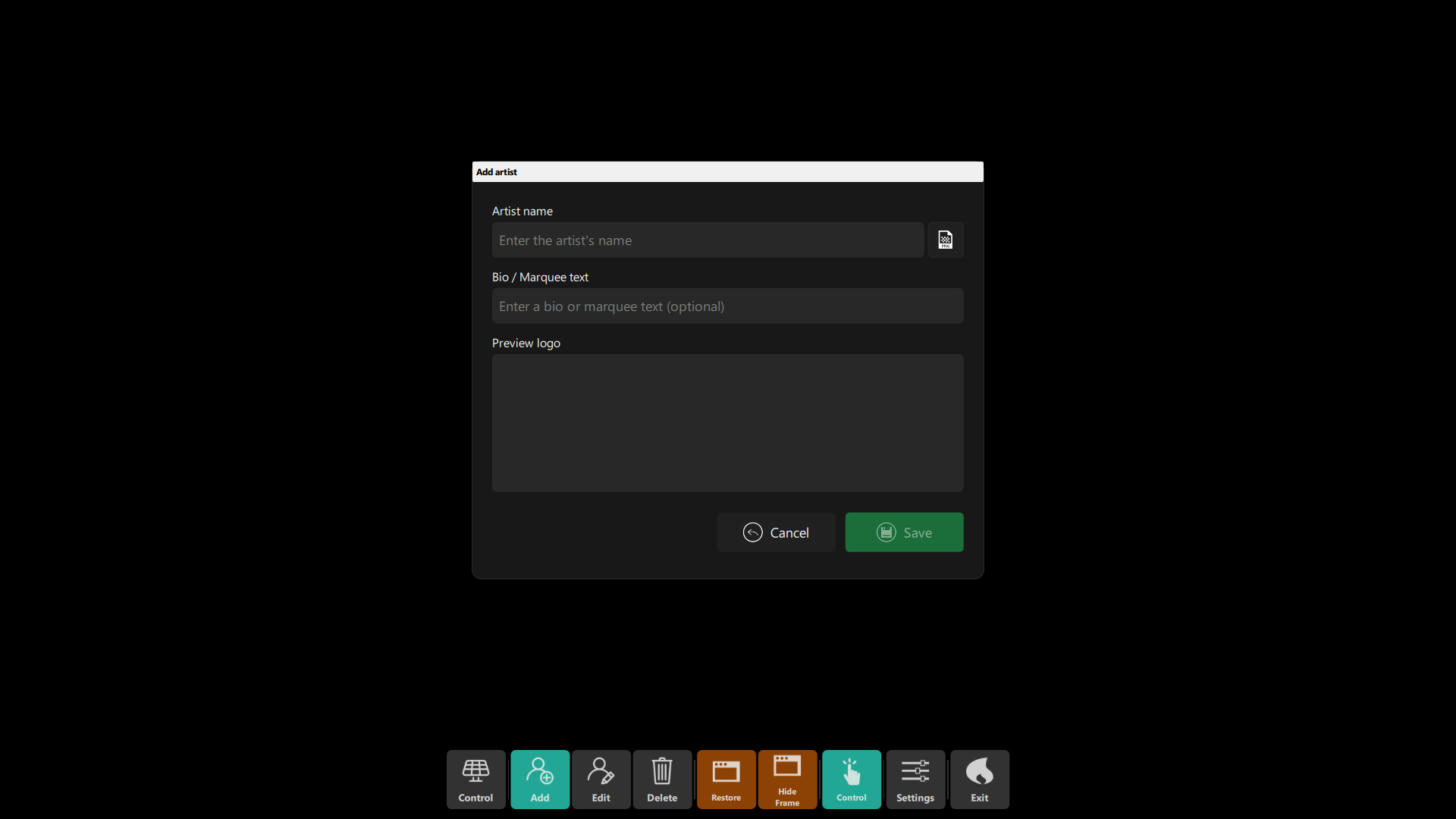 Add artist dialog