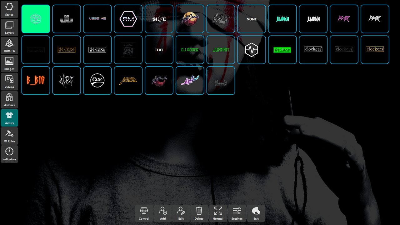 Artist database grid