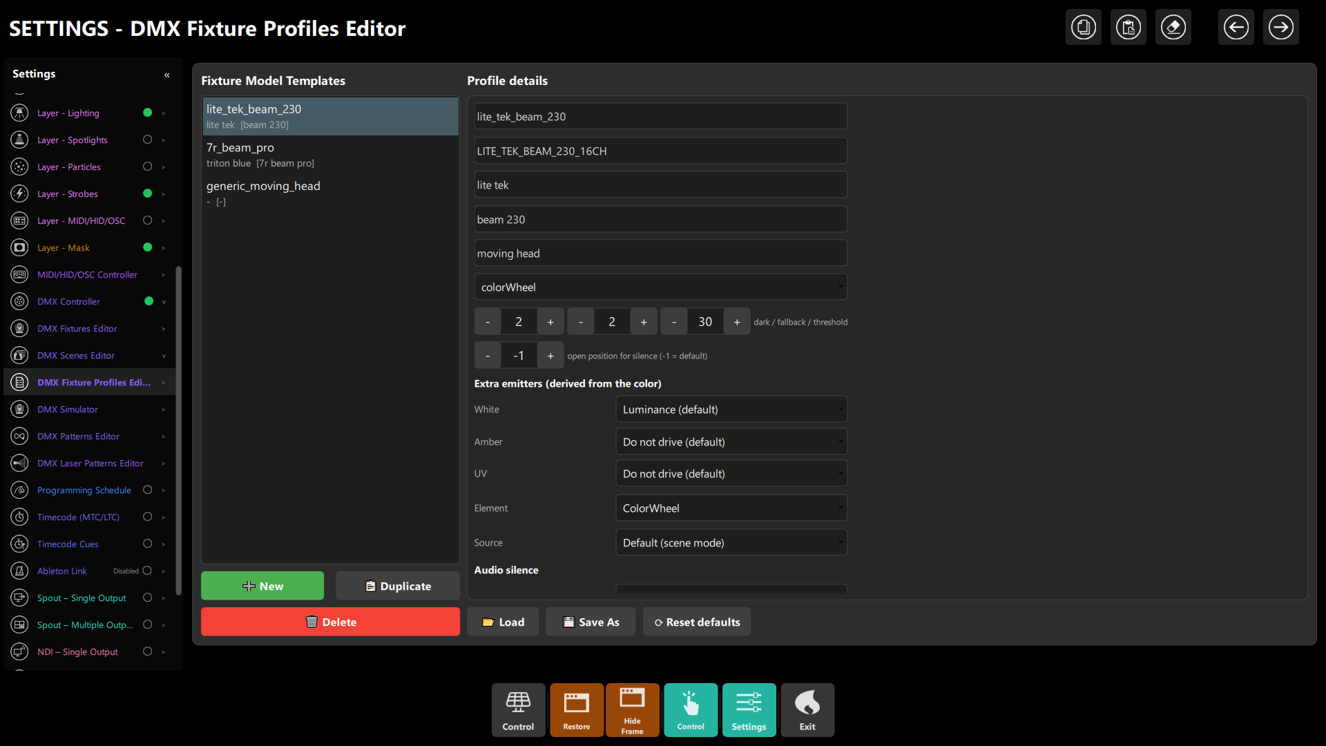 Fixture Profiles Editor - Emitter Modes and Color Behavior