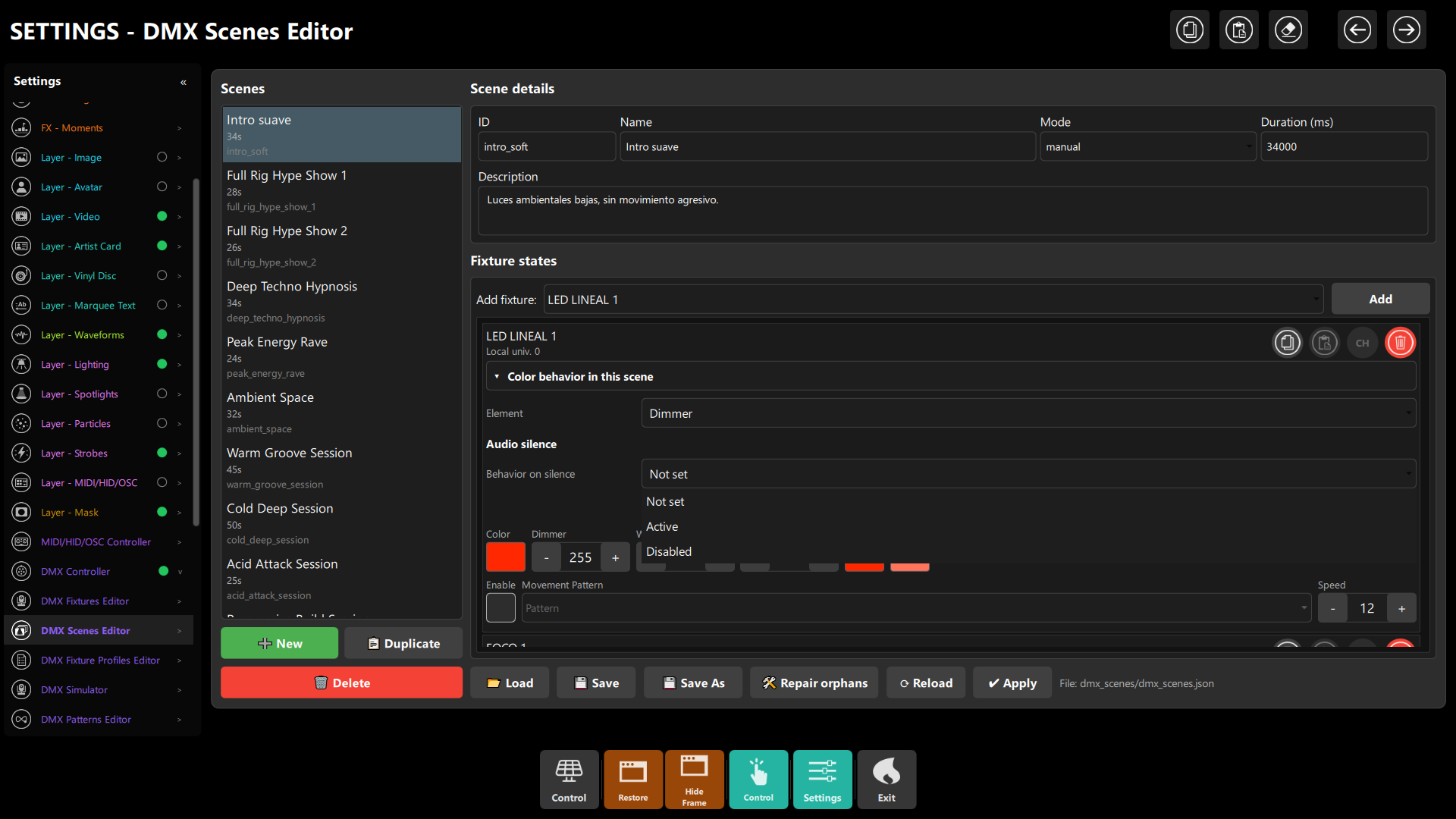 Scenes Editor - Per-Fixture Color Behavior Override in Scene
