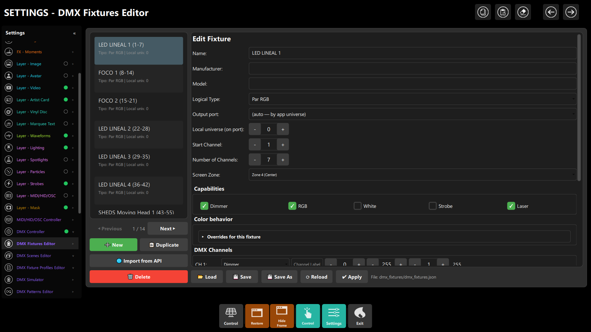 Fixtures Editor - Patching LED PAR Fixture