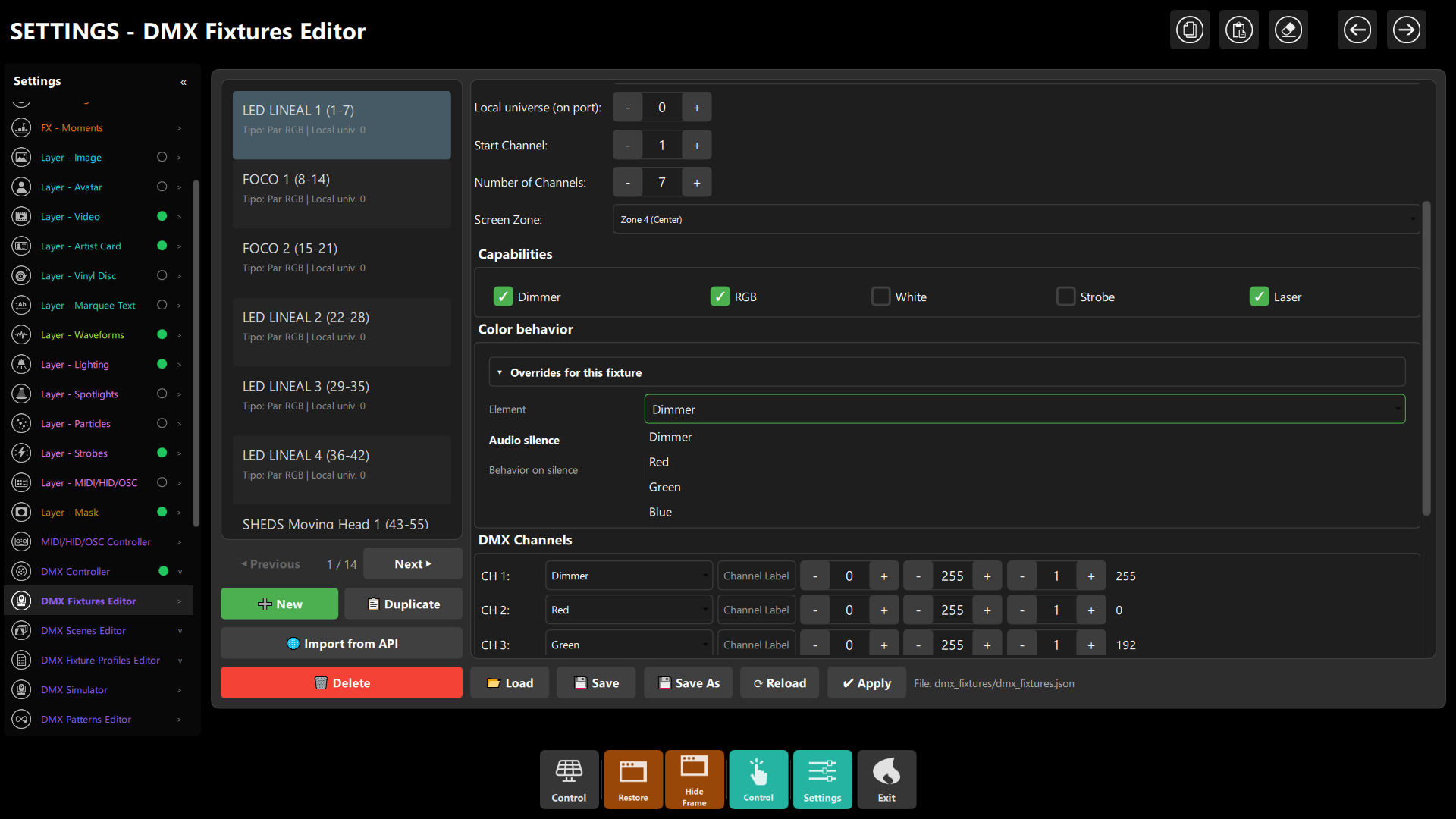 Fixtures Editor - Element Override
