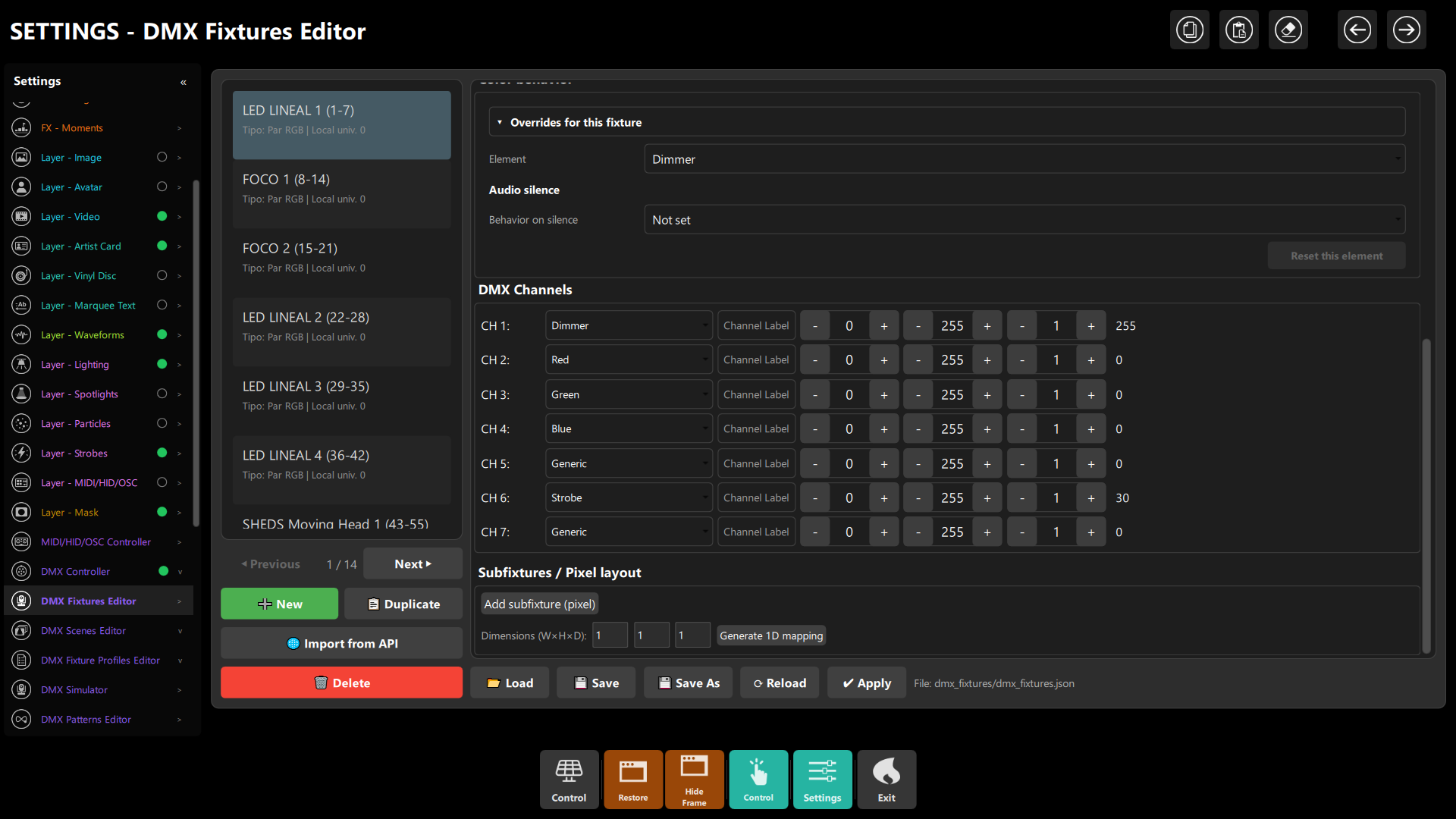 Fixtures Editor - Pixel Layout Generator
