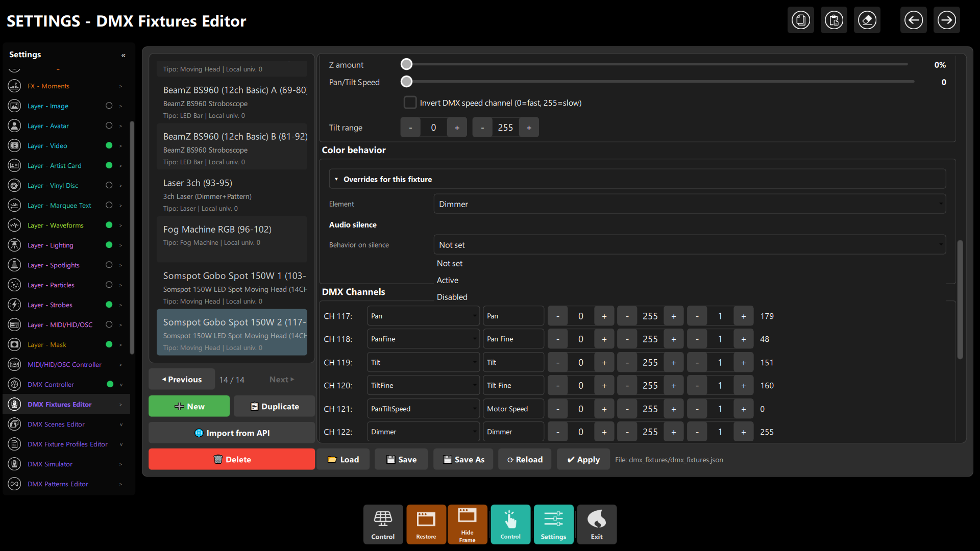 Fixtures Editor - Speed Inversion and Silence