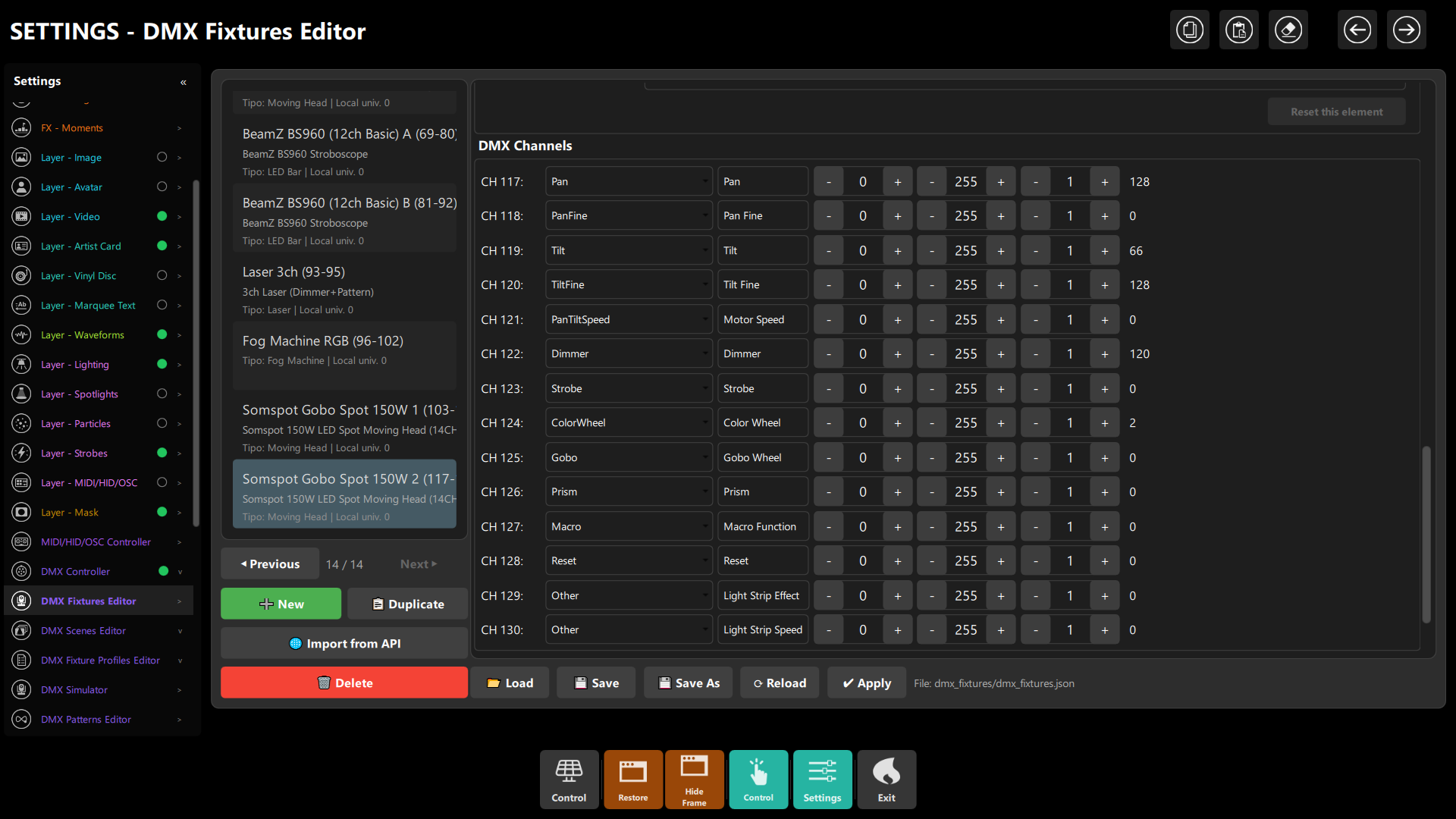 Fixtures Editor - Moving Head Channel Roles