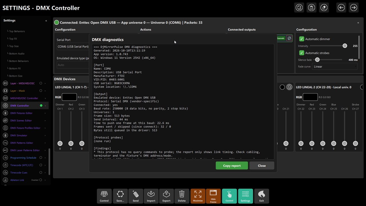 DMX Controller - Diagnostics Report