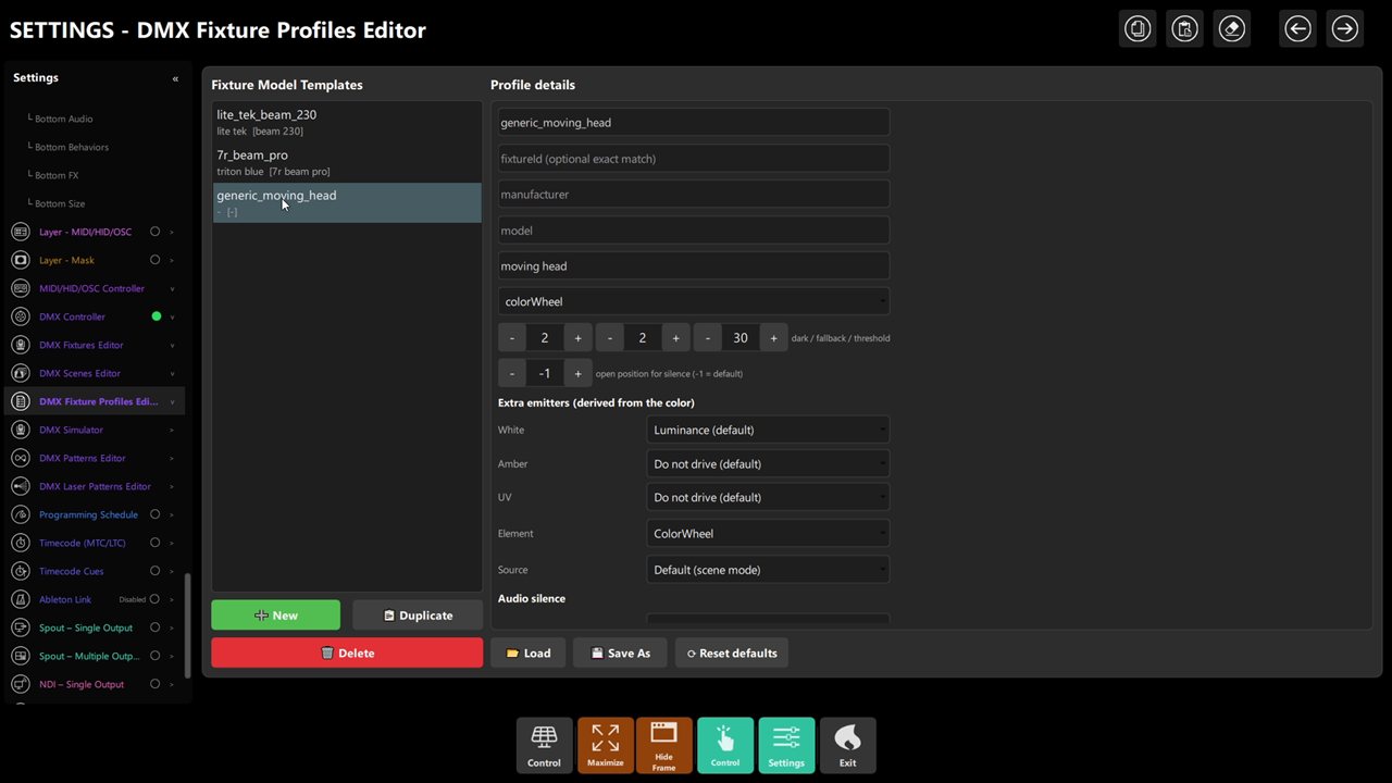 Fixture Profiles Editor