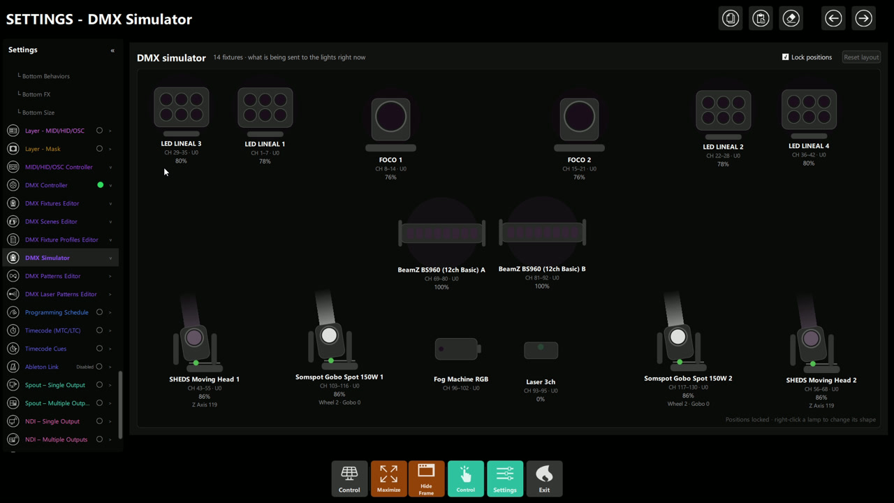DMX Simulator - live output state B