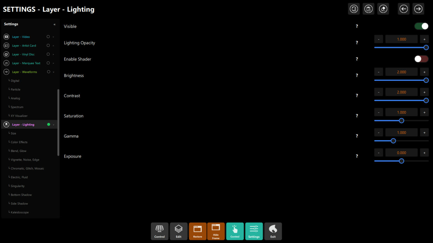 Layer - Lighting settings