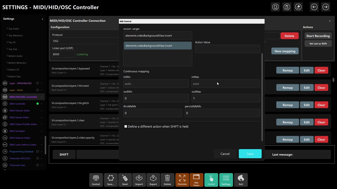 Edit Control dialog