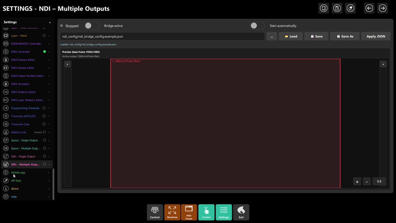 NDI layout editor stopped