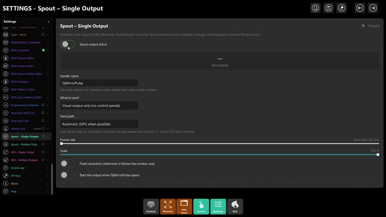 Spout single output panel