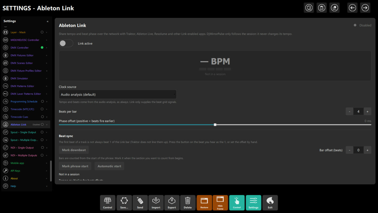 Ableton Link panel
