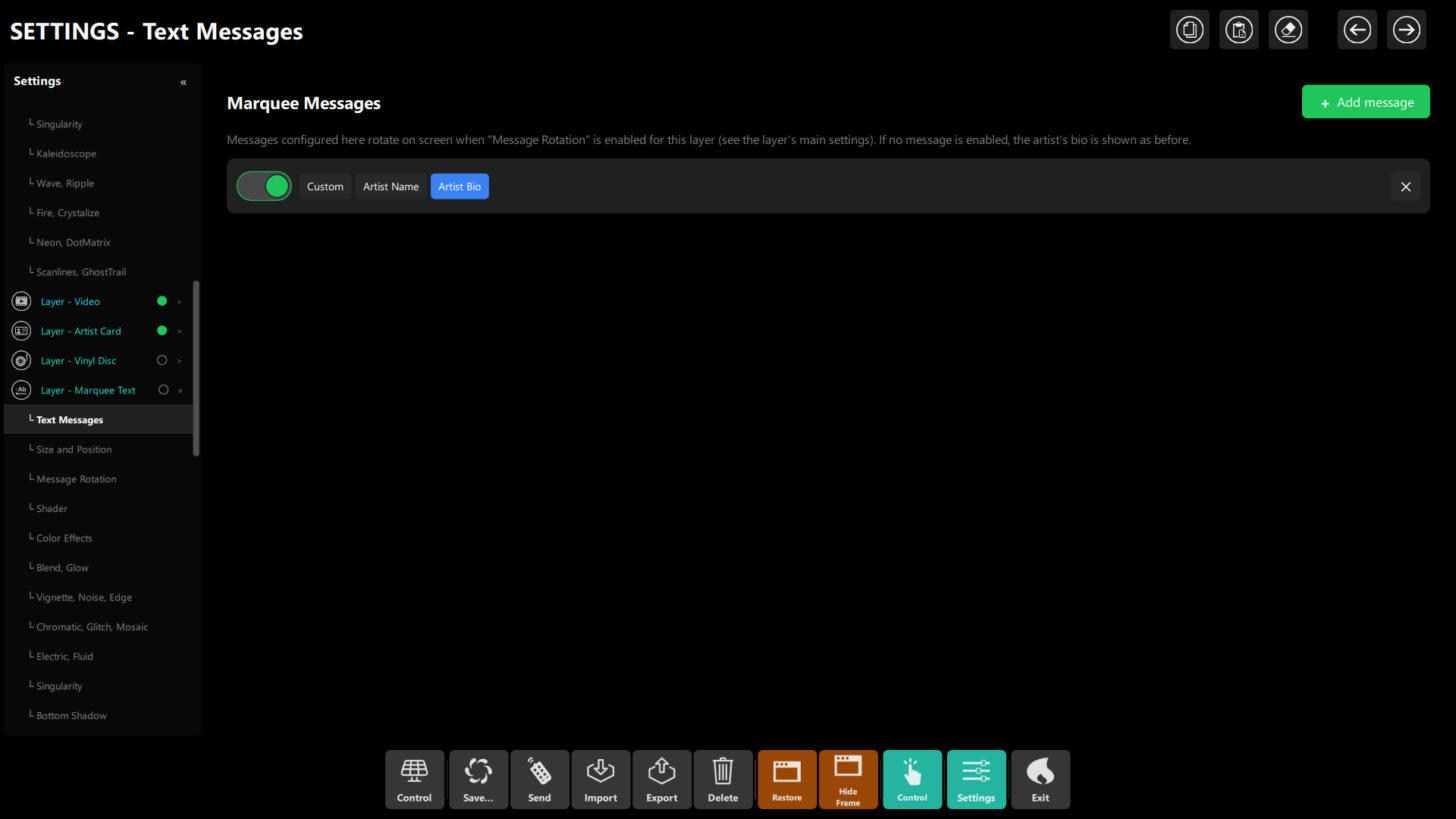Marquee messages editor