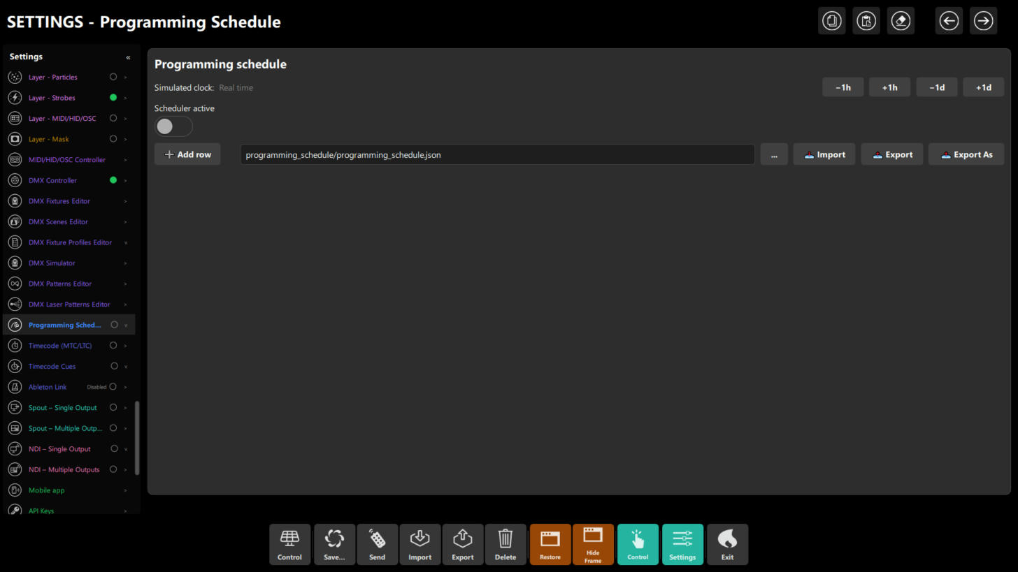 Programming Schedule