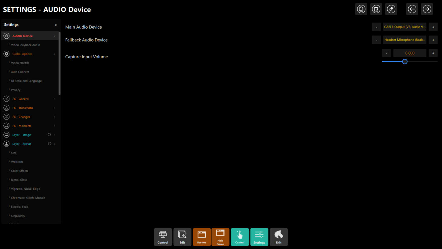 AUDIO Device settings
