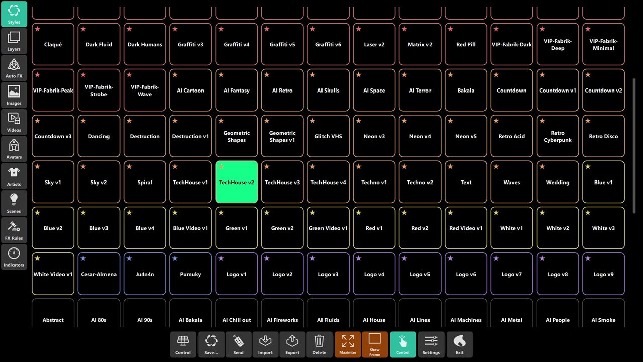 Touch panel Styles grid