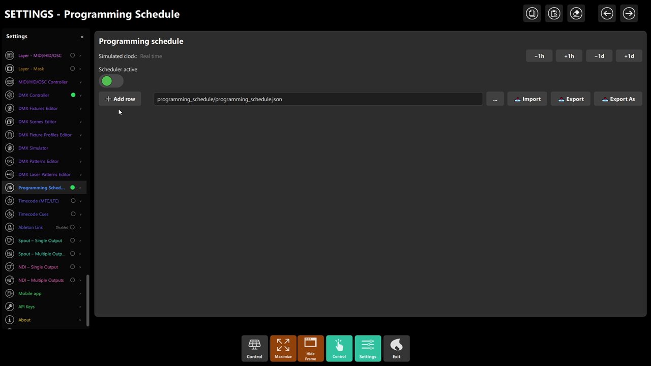 Programming schedule editor