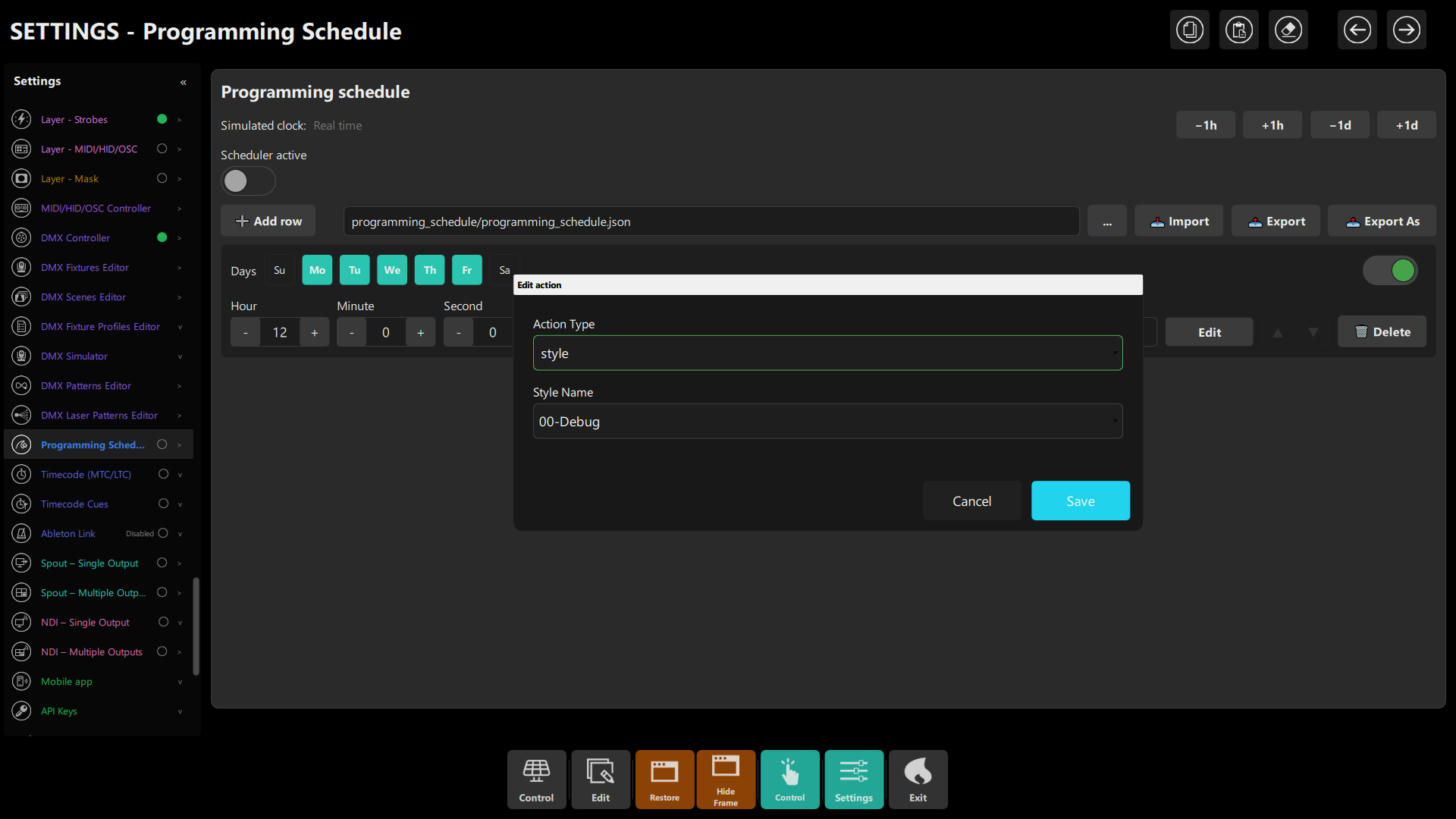 Edit action dialog