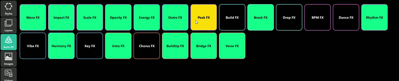 Auto FX tiles used to enable or disable automatic effects