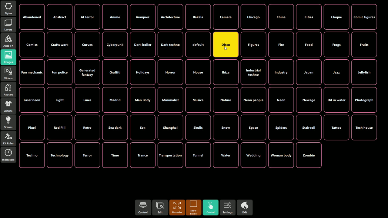 Image playlists in the Images section