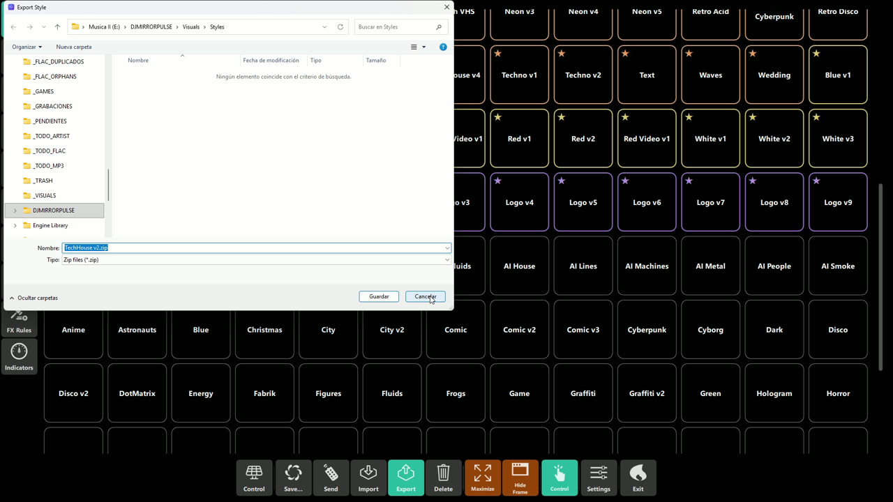 Export Style file dialog