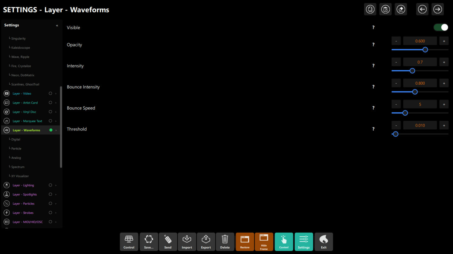 Layer - Waveforms settings