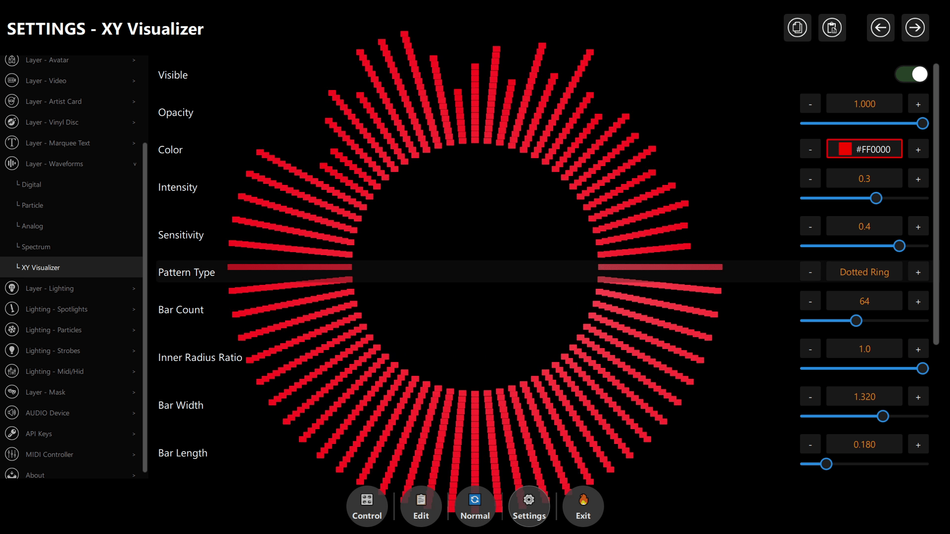 Radial Spectrum Visualizer Circular frequency spectrum display with customizable styling