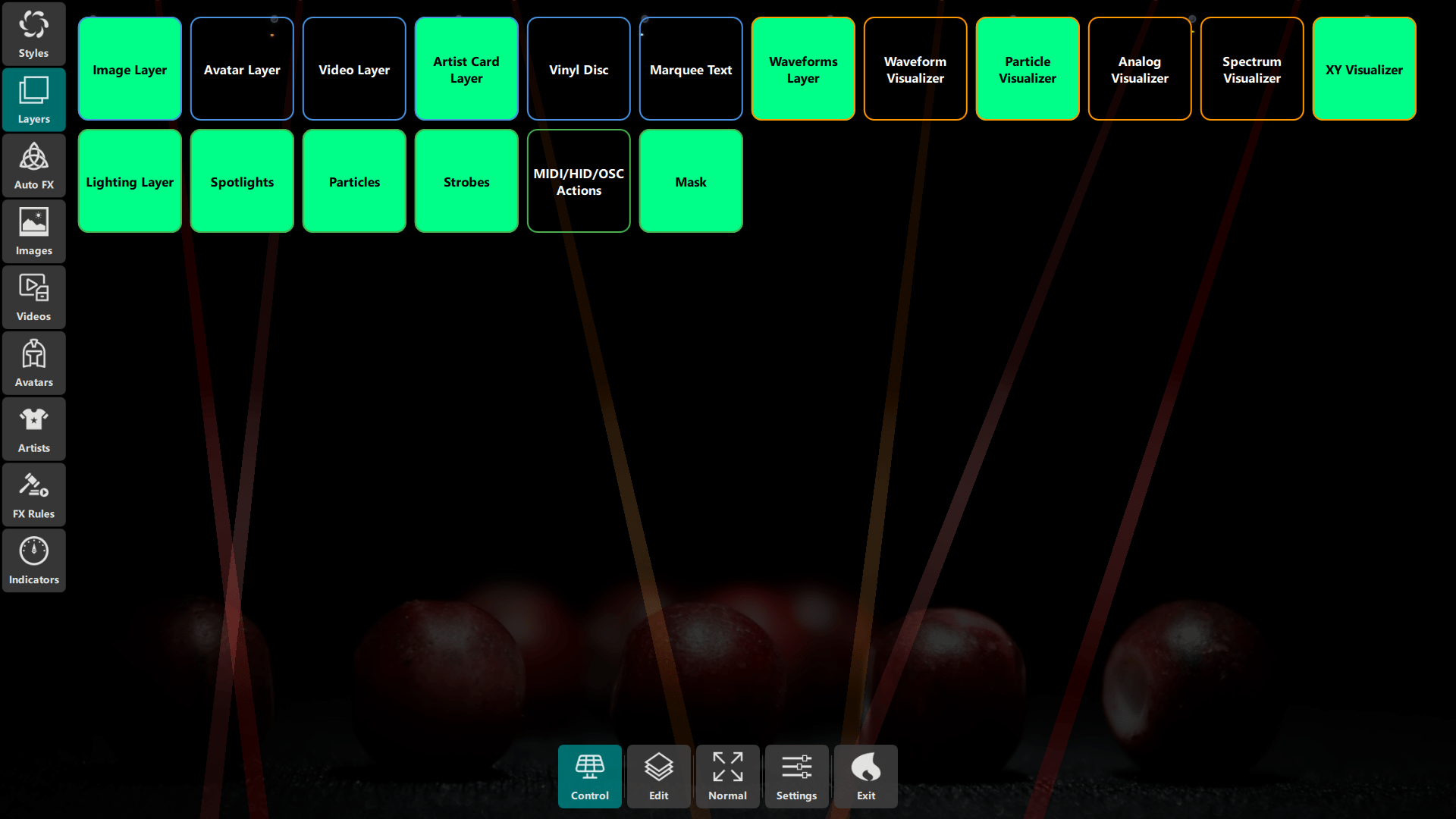 Lighting Control Intelligent strobes, dynamic spotlights, and particle-based lighting effects synchronized with your music.
