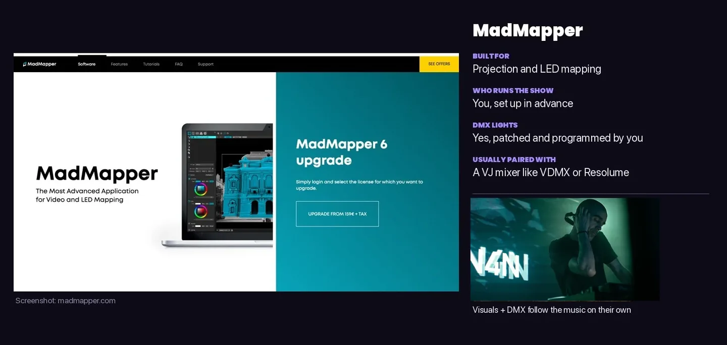 MadMapper compared with DjMirror Pulse