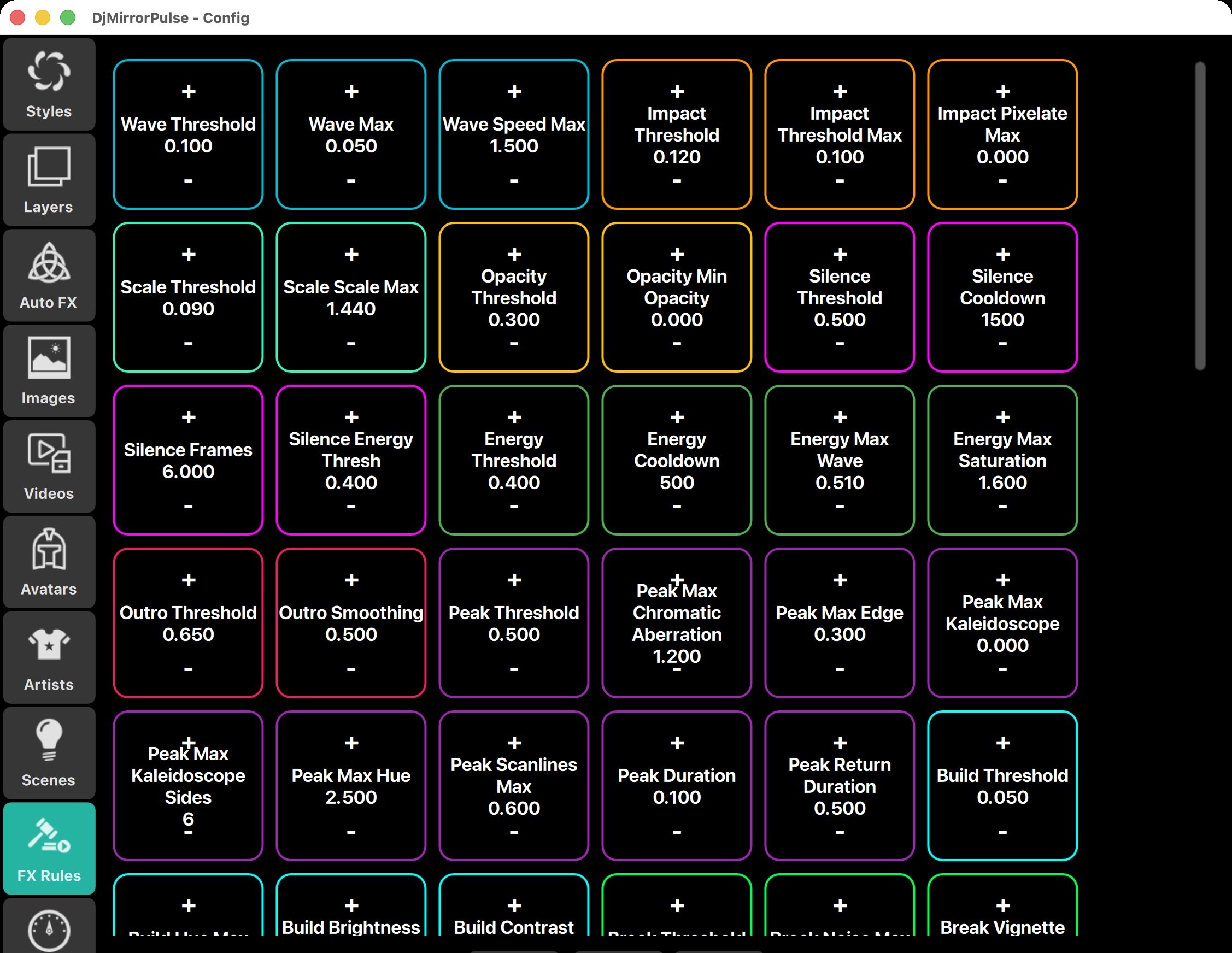 DjMirror Pulse FX rules and thresholds