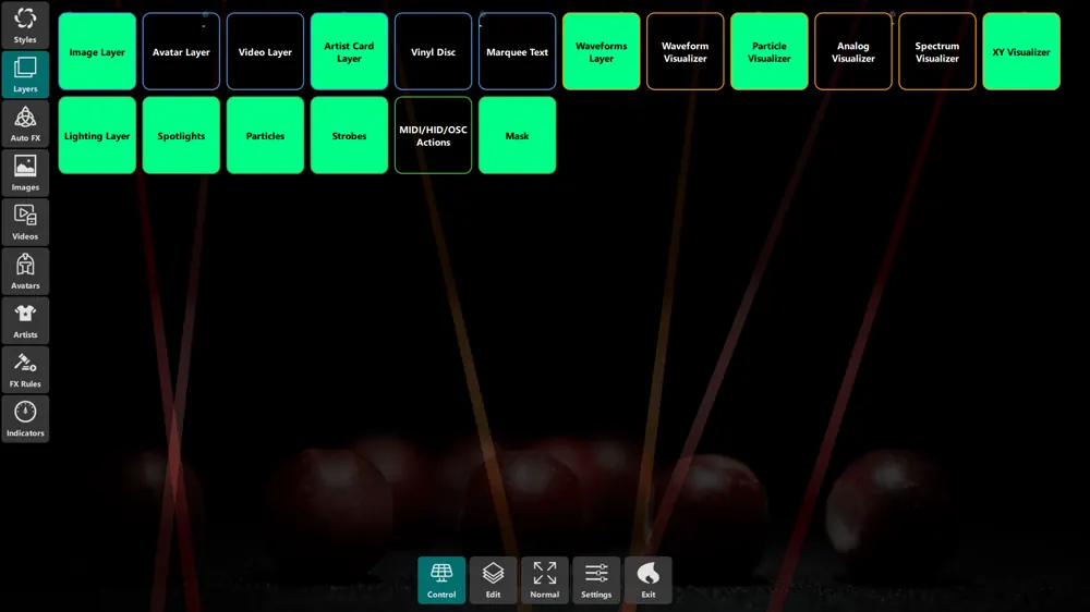 Lighting Control 
 Intelligent strobes, dynamic spotlights, and particle-based lighting effects synchronized with your music.